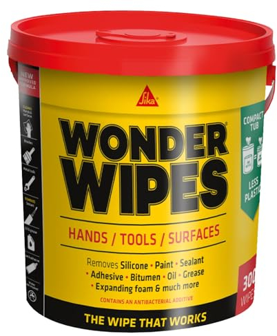 SIKA - Wonder Wipes Multi-Use Cleaning Wipes for the Building Trade - Specially Formulated to Clean Hands, Tools and Surfaces - 300 Wipes