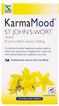 Schwabe KarmaMood - St John's Wort Extract 250mg - Traditionally Used for Low Mood and Mild Anxiety - Traditional Herbal Medicinal Product - 30 Tablets