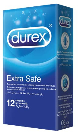 Durex Originals Extra Safe, 12 Condoms, Regular Fit, Silicone Lubricated