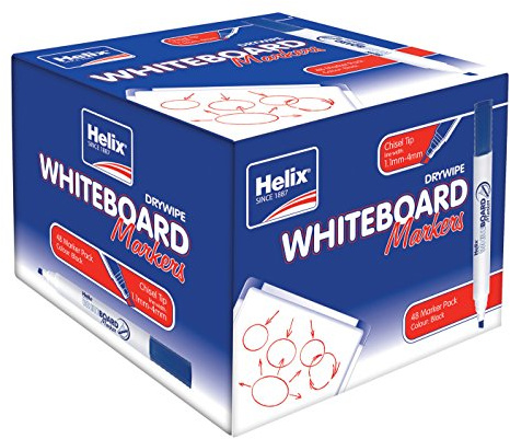 Helix Whiteboard Marker, Keilspitze, Schwarz, 1 Packung mit 48 Stiften MP8012)