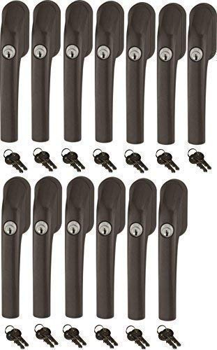 Abus FG300 abschließbarer Fenstergriff, braun, im Set 13 Stück alle gleichschließend mit insgesamt 26 Schlüssel