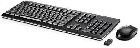 HP QY449AT - Teclado AZERTY (francés) y Ratón Inalámbrico, color Negro