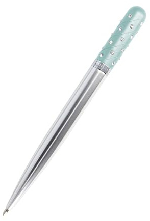 Online Crystal Pen Stylo à Bille avec Strass Scintillants, Stylo Élégant dans Boîte Cadeau avec Recharge Internationale Grande Capacité, Écriture Noire, Turquoise