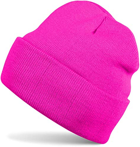 styleBREAKER Kinder Beanie Strickmütze mit breiter Krempe, Feinstrick Mütze doppelt gestrickt, Kindermütze 2-5 Jahre 04024030, Farbe:Pink