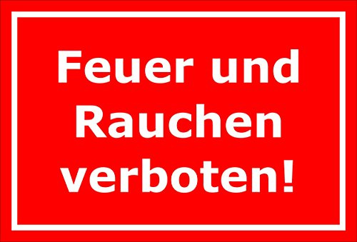 Melis-Folienwerkstatt Schild Feuer und Rauchen verboten – 30x20 cm – Aufkleber – mehrere Größen/Materialien