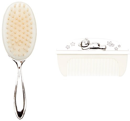 Widdop & Bingham – cg309 C – presentset för födelse/dop, borste och kam, silverpläterad – 16,2 x 8,2 x 5,6 cm
