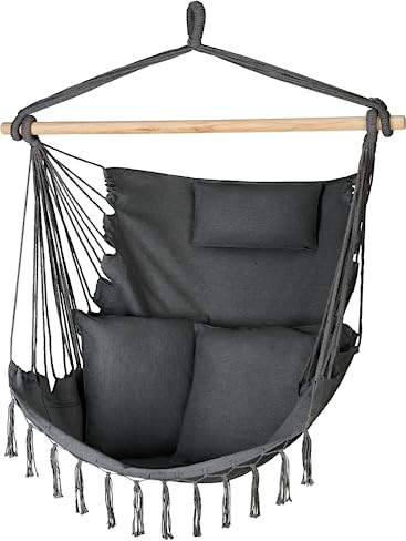 Outtec Hängesessel mit Kissen 100x130x75cm, bis 150 kg, Hängeschaukel Outdoor mit Kissen, Boho Hängesessel ohne Gestell Für Garten und Zimmer, Hängestuhl Outdoor, Hängesitz Schaukel für Erwachsene
