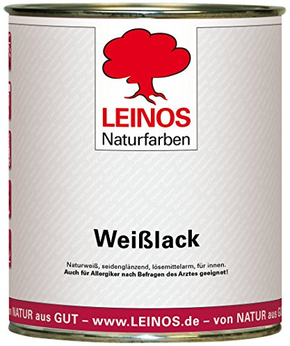 LEINOS 820 Weißlack Seidenglänzend | 0,75 L Innen & Außen | Wohngesunder Naturharz-Öl Lack, wetterfest & strapazierfähig | ca. 7 m² Reichweite | Für Möbel, Türen, Fenster, Holzflächen & Metall