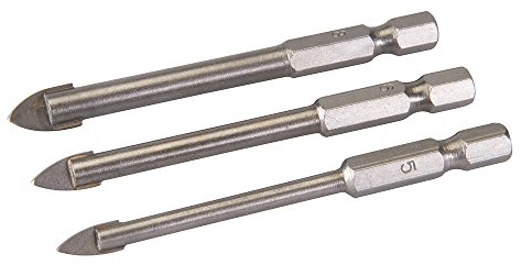 Silverline 224760 - Set di 3 punte esagonali per piastrelle e vetro, 5, 6 e 8 mm