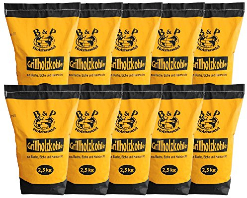 B&P Dienstleistungen und Service 10 x 2,5kg Sack Holzkohle (1,55€/kg)