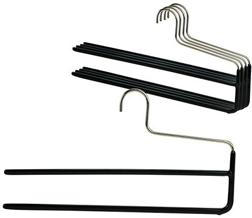 MAWA von Reston Macan Lloyd Hosen-Serie Antirutsch Platzspar KH/2 Kleiderbügel mit doppelter Stab für Hose, schwarz, Set of 5