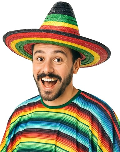 DEGUISE TOI Bunter Mexikaner-Sombrero für Erwachsene - Blau