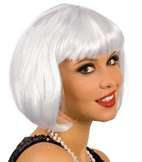 SILBER Perücke Bob Cabaret Bobschnitt Charleston glattes Haar Karneval Silvester Verkleiden Kostüm Platin