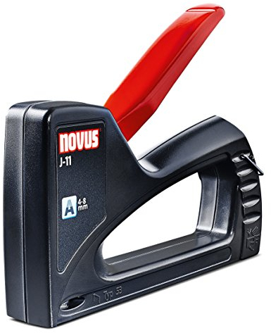 Novus Handtacker J-11, Tacker aus ABS-Kunststoffgehäuse, Unterlademechanik, Griffverriegelung, Klammersichtfenster