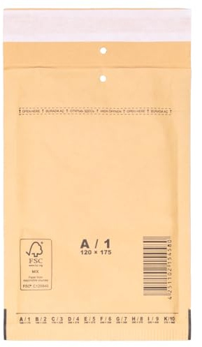 verpacking Luftpolstertaschen Versandtaschen Luftpolsterumschlag A1, Innenmaß 100 x 165 mm (Außenmaß 120 x 175 mm) Braun Polsterumschläge selbstklebend geeignet für DIN A6 (800 Stück)