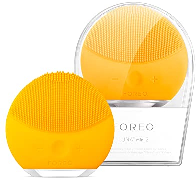 FOREO LUNA mini 2 Facial Cleansing Brush - Travel Accessories - Face Massager Electric - All Skin Types Ultra-hygienic Skincare - Simple Face Wash - Silicone Electric Face Cleanser - Sunflower Yellow