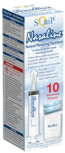 Squip Nasaline Nasal Rinsing System with 10 Premixed Saline Packets