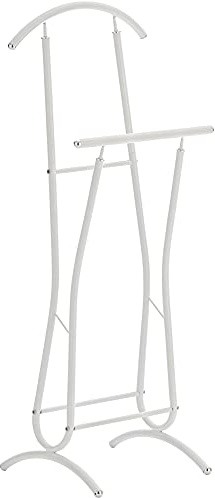 CLP Herrendiener Rufus Mit Schuhablage I Moderner Kleiderständer Aus Pulverbeschichtetem Metall I Unisex Kleiderbutler, Farbe:weiß