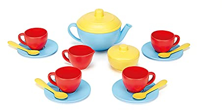 Green Toys 8601074 Teeservice für Kinderküche, Spielküche, Rollenspiel, nachhaltiges Küchenspielzeug für Kinder ab 24 Monaten, 17-teilig