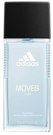 Adidas Moves Him Body Fragrance 2.5 fl oz (Pack of 1) , Notes of Green Apple, Cedarwood, Musk, Men's Fragrance, Long Lasting, Sporty Fragrance, Travel Size