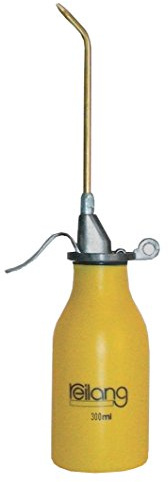 Reilang R004-312 Merkur Burette d’Huile avec Pompe Double/Récipient en PE, Jaune/Argent, 300 ml