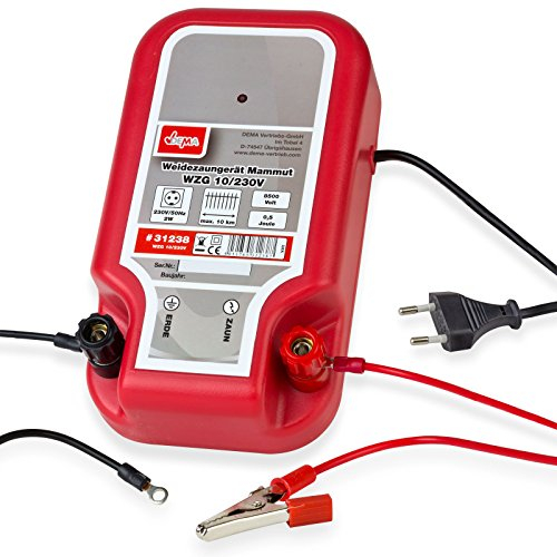 DEMA Weidezaungerät/Elektrozaungerät Mammut WZG 10, 230V, 10 km Reichweite, 0,5 Joule Entladeenergie, Kompakt und robust, Einfacher Anschluss und Montage