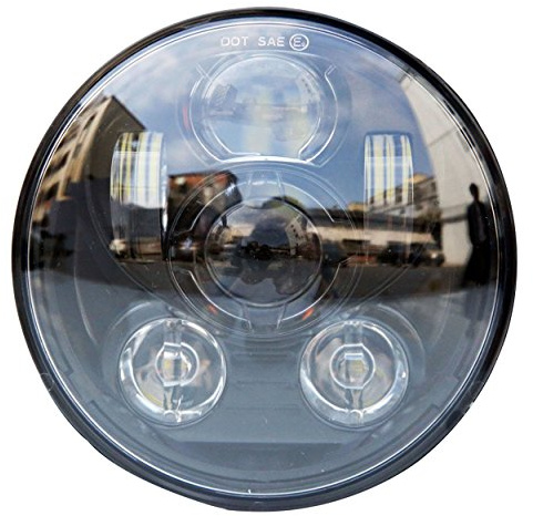 5-3/4''5,75'' Phare de moto ronde LED 14.6cm Projecteur Ampoule haut/bas commutateur de faisceau 45w(1 pièce,noir)