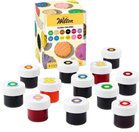 Wilton Edible Gel Food Coloring Variety Set, Vibrant Gel-Based, 12-Count