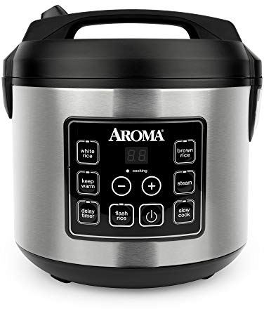 Aroma 20-Cup (Cooked) Digital Rice Cooker and Food Steamer, Stainless Steel by Aroma Housewares