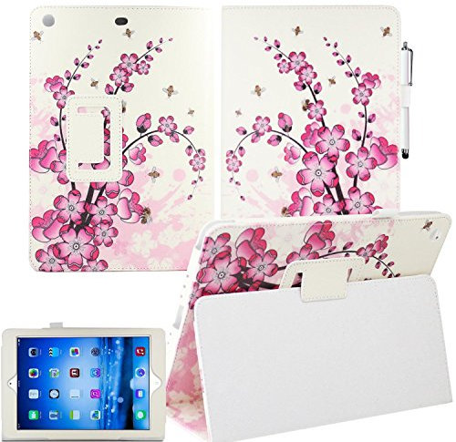 Gadget Giant ® Tan Series - Funda de Piel de Ante con función Atril para iPad Air iPad 5 con función de Encendido y Apagado automático, diseño Floral, Color Rosa