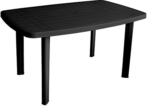 Urban Living SUNNYDAYS LE PLASTIK - TAVOLO DA GIARDINO FARO GRIGIO ANTRACITE 140X90XH72CM
