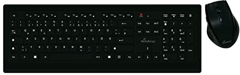 MediaRange Qwertz - Teclado inalámbrico y ratón óptico de 5 Teclas, Color Negro