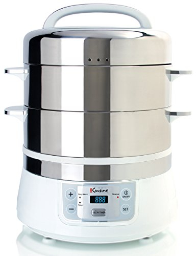 Euro cucina in acciaio INOX elettrico vaporiera 17 Quarts White/Stainless Steel