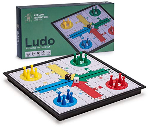 Magnetic Ludo Travel Game Set – 9.8 Folding Board for Classic Portable Strategy Play – Yellow Mountain Imports