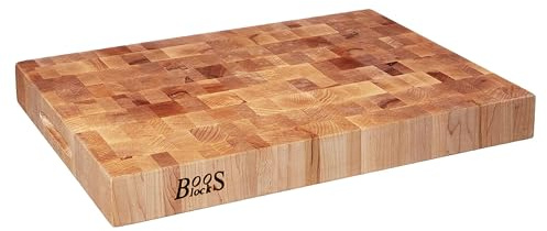 John Boos CCB Series Rectangular Wooden Maple Cutting Board 20”x15” – 2.25” Thick, 21-lb Reversible Butcher Block with End-Grain & Finger Grips – Made in the USA