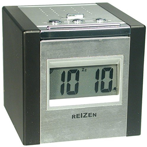 Reizen Talking LCD Alarm Cube Clock - Silver and Black