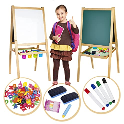 LEOMARK Maltafel für Kinder - Deluxe Tafel - Schreibtafel mit Zubehör, Kindertafel mit Kreide und Magnet, magnetische Zahlen und Symbole, (H) 130 cm