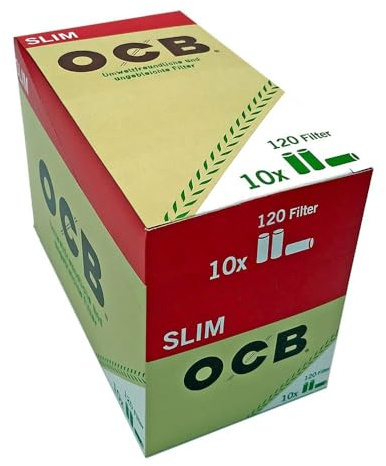 OCB Organic Slim roterande filter finfilter 10 x 120 filter, enkelvridfilter 6 mm, gul