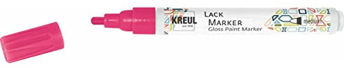 KREUL 47037 - Lackmalstift medium neonpink, mit Rundspitze Strichstärke 2 - 4 mm zum Gestalten, Beschriften und Verzieren von kleinen, originellen Geschenken, Karten, uvm.