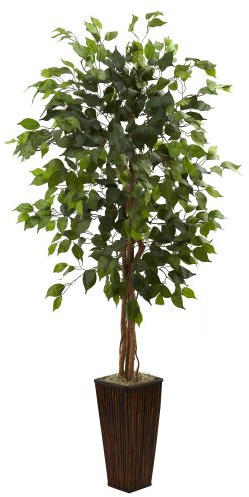 Nearly Natural 5.5ft. Ficus Tree with Bamboo Planter