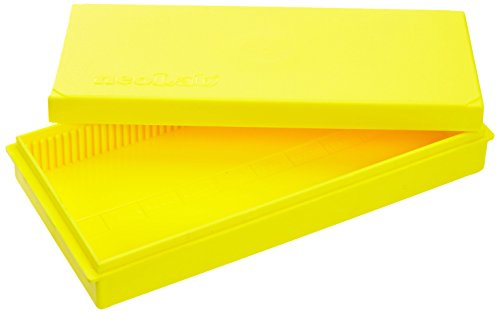 neoLab Polystyrol Objektträger-Kasten mit Stülpverschluss für 50 St., Gelb, 177mm x 83mm x 32mm