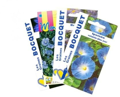 Lot de 4 sachets de graines de Fleurs Bleues à semer - 6,5 g - LES GRAINES BOCQUET