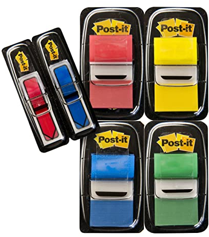 Post-it Index Medium Flags, Vorteilspackung mit 4 Blöcken & 2 Pfeilblöcke gratis, 248 Blätter, 25, 4 mm x 43, 2 mm, Gelb, Rot, Grün, Blau - Zum Hervorheben wichtiger Informationen
