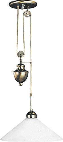 1-flammige Pendelleuchte Marian Bronzefarben Metall Weiß Glas, 2706