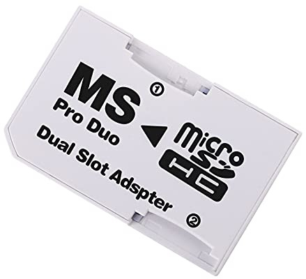 LUTIONS White Pro Duo Dual Slot Memory Stick Adapter for Sony PSP Card 2 Dual slot adapter Converter (microSD to microSDHC)