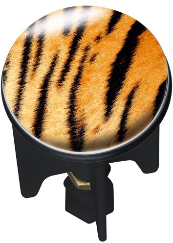 WENKO 20714100 Waschbeckenstöpsel Pluggy Tiger Abfluss Stopfen, Messing, Kunststoff, Durchmesser 3.9 x 6.5-9.5 cm