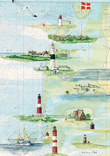empireposter Noack, Katharina - Sylt und Amrum - Kunstdruck Artprint Gemälde Leuchtturm - Grösse 50x70 cm + 2 St Posterleisten Kunststoff 62 cm transparent