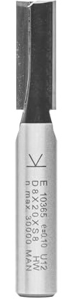 ENT 10365 Nutfräser HW, Schaft (S) 8 mm, Durchmesser (D) 8 mm, NL 20 mm, SL 32 mm, GL 55 mm