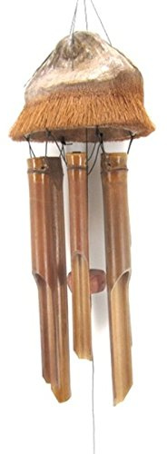 90cm Windspiel Klangspiel Feng Shui Garten Wetterfest Bambus Kokosnuss Kokos Holz