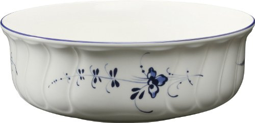 Villeroy & Boch Vieux Luxembourg Ensaladera Redonda, 21 cm, Porcelana Premium, Blanco/Azul